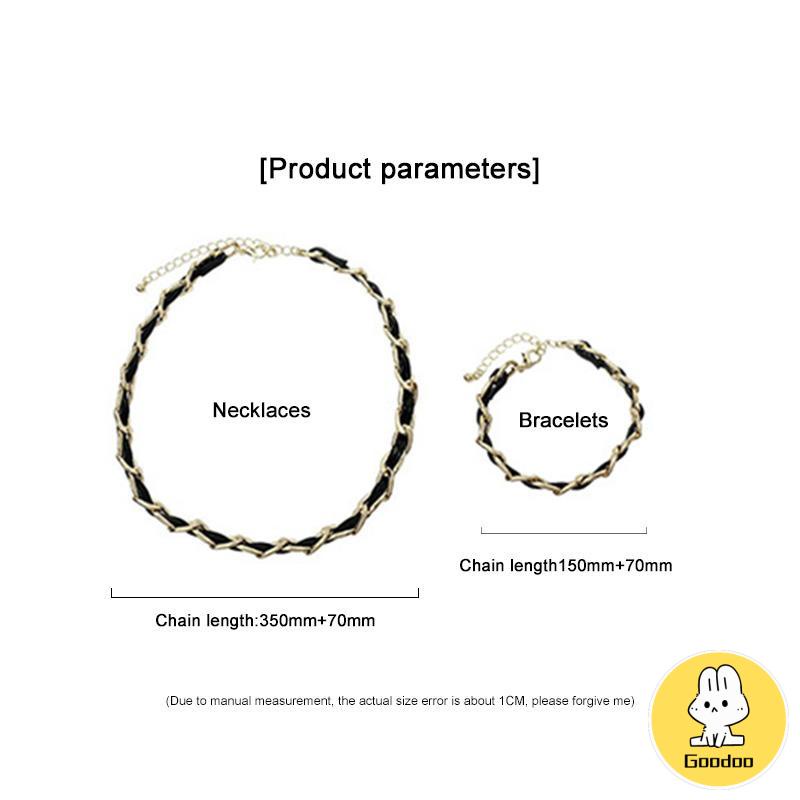 Kalung titanium menenun Vintage High-end Kalung Fashion Niche Kulit Jalinan Kalung Wanita Rantai Tulang Selangka -Doo