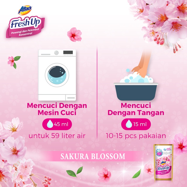 Attack Fresh Up Softener Pewangi Sakura Blossom 650 mL Twin Pack