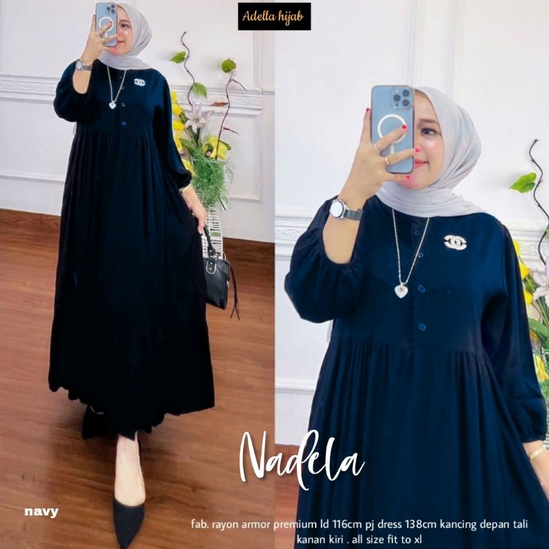 Gamis wanita rayon fashion Nadela dress by adella