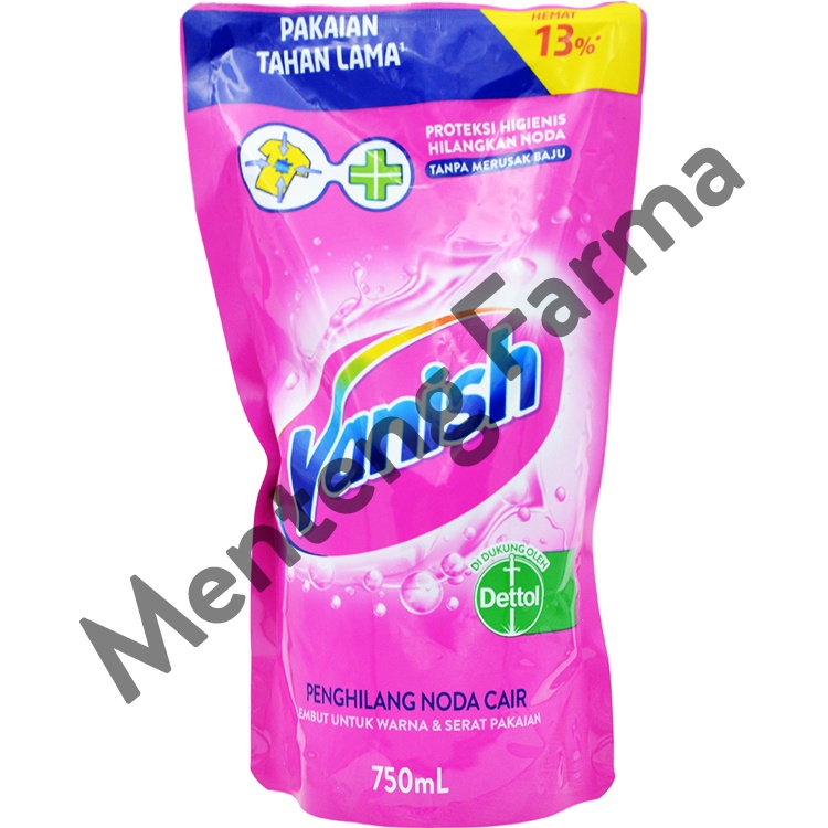 Vanish Cair Pink Pouch 750 mL - Penghilang Noda Pakaian Putih dan Bewarna