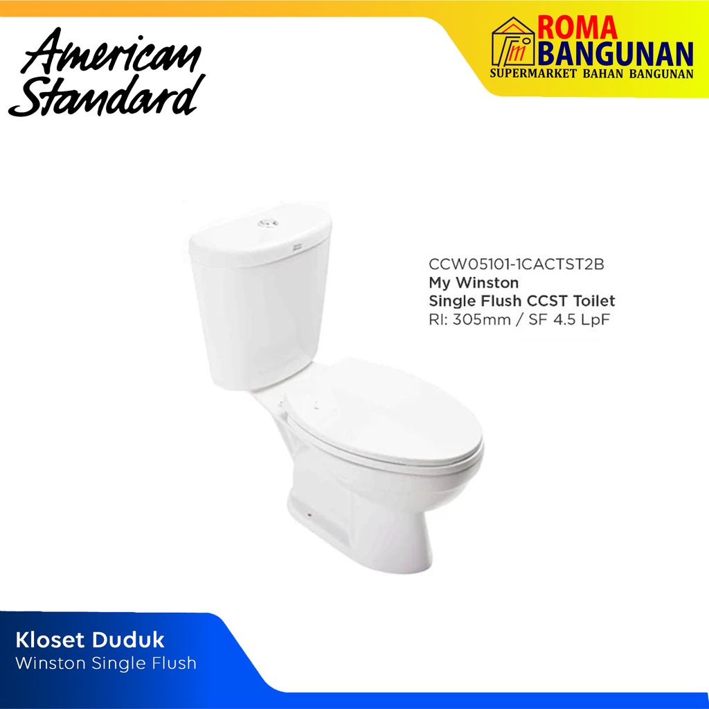 American Standard Closet Duduk / Kloset Duduk Amstad Winston Single Flush Closet