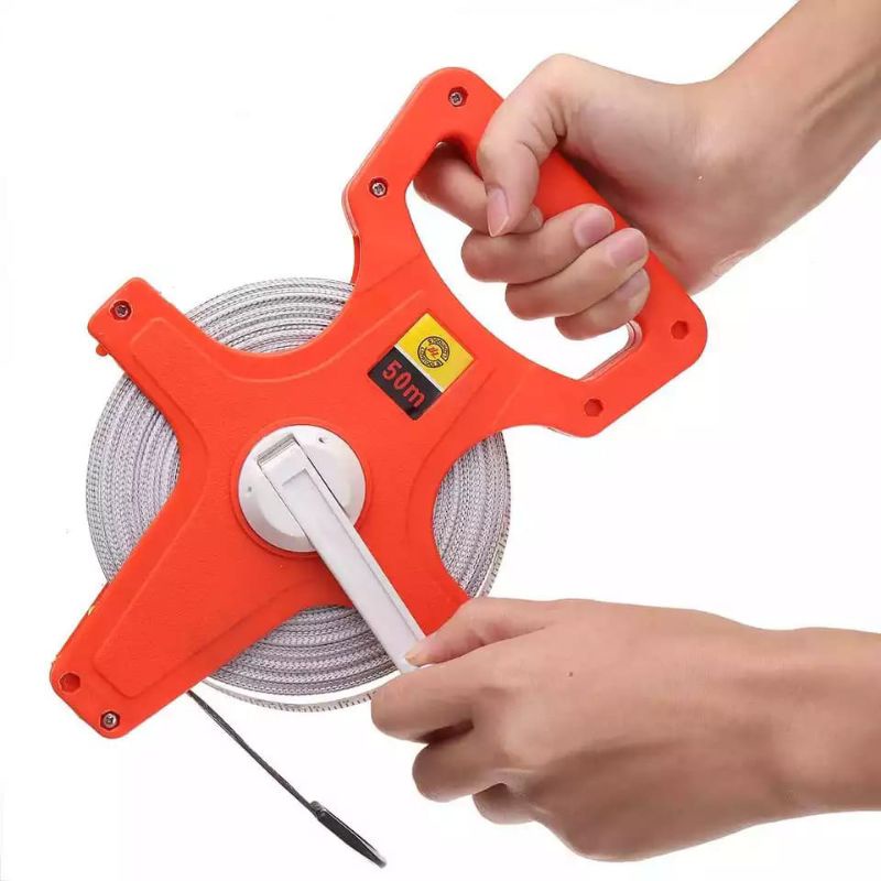 Meteran Gulung Tancap Tanah Rol 50 Meter Roll 100 Meter Kulit Besi Fiber