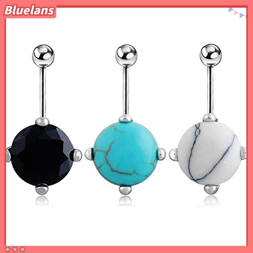 Bluelans Round Turquoise Silver Plated Belly Ring Barbell Navel Body Piercing Jewelry