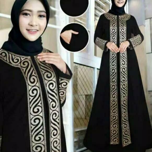 Casual Abaya Hitam Turkey Bahan JetBlack Lembut Kwalitas Boutique Arab Abaya Basic Abaya Syari abaya
