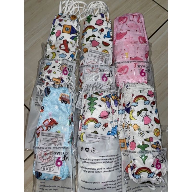 KF94 MASKER ANAK 4PLY KARAKTER MOTIF CEWEK COWOK EVO PLUSMED SACHET ISI 10 PCS