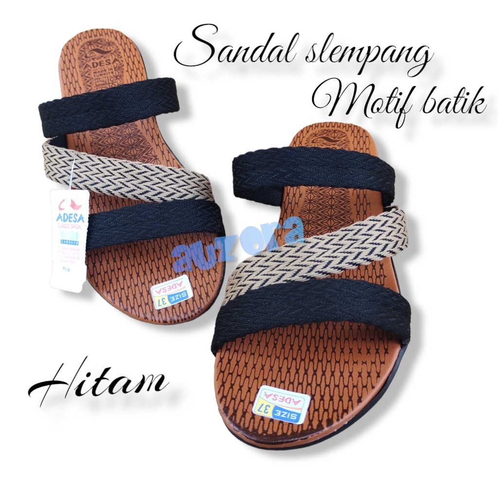 promo cuci gudang sandal murah wanita slempang motif batik turki empuk - sandal flat sandal perempuan dewasa, sandal karet, sandal santai, sandal brukat, sandal slop sandal masa kini slip on sandal terbaru