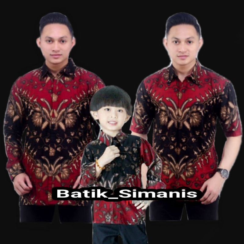 Kemeja Batik Anak dan Ayah Kemeja Batik Anak Laki laki Terbaru Modern Motif Keris Merah