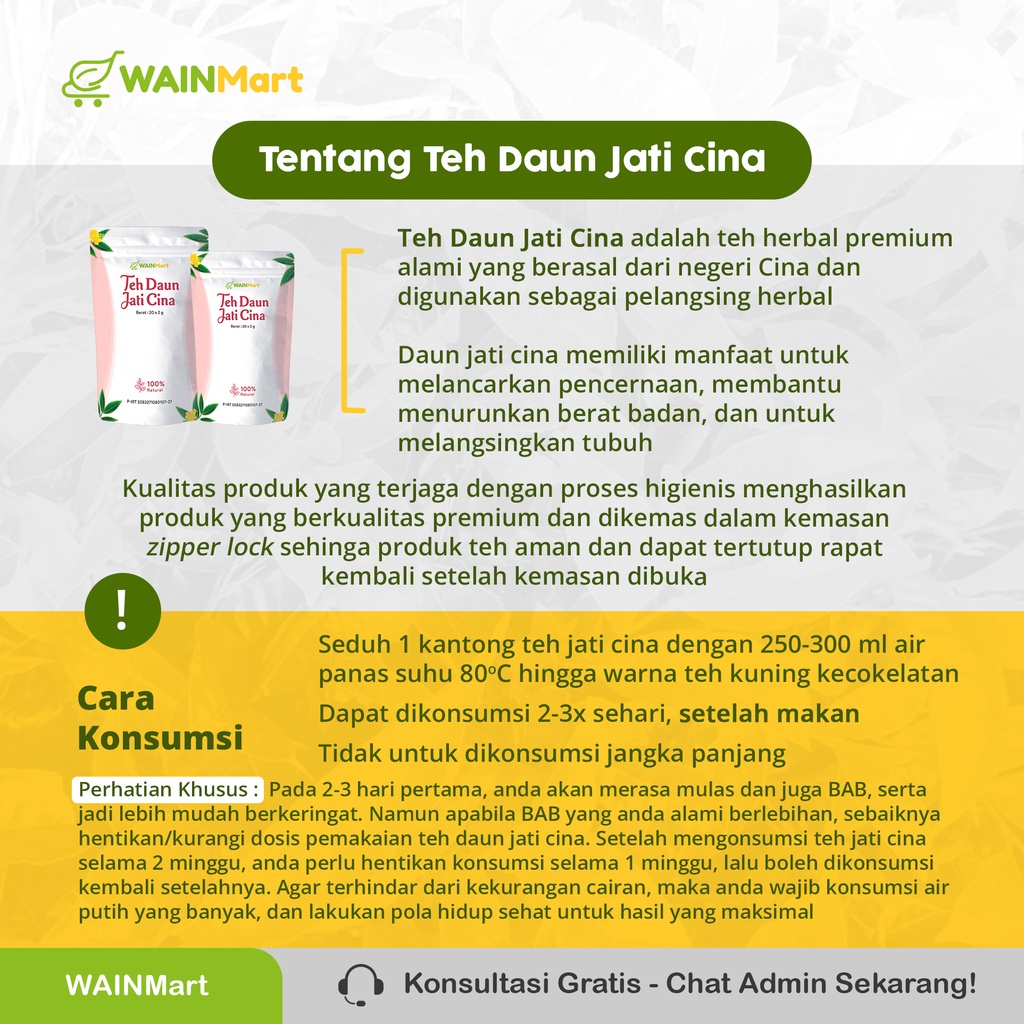 PREMIUM !!! Teh Celup Jati Cina Original 100% Pelangsing Slimming Tea Herbal Pelangsing Perut Buncit Peluntur Lemak