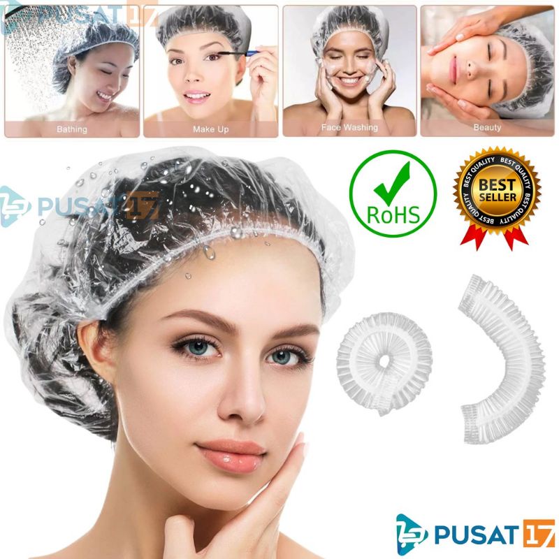 PENUTUP RAMBUT KEPALA PLASTIK MANDI/PELINDUNG CAT RAMBUT/HAIR CAP SHOWER