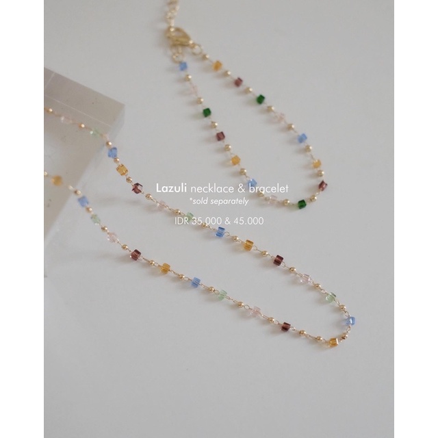 Ark.co - LAZULI crystal ; stone necklace &amp; bracelet kalung gelang tangan kristal gemstone colorful minimalis