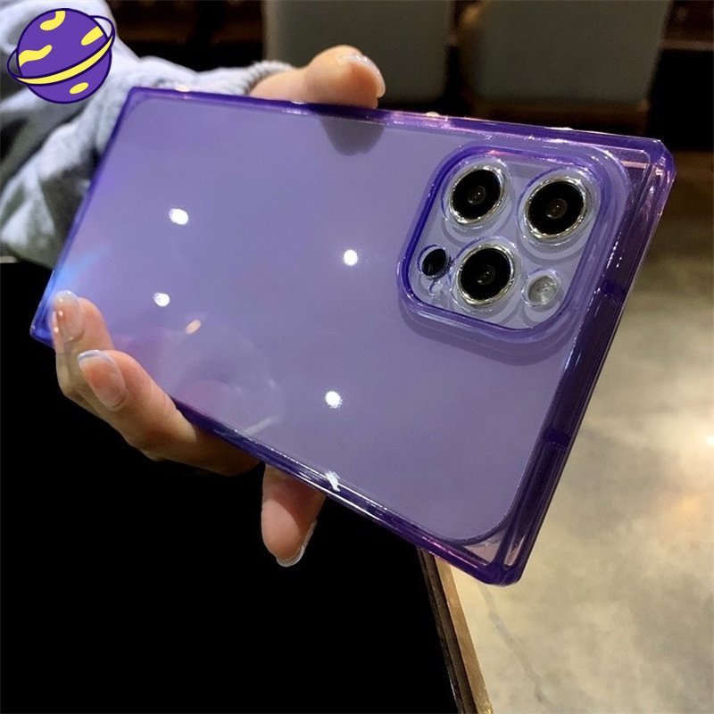 Soft Case Jelly Transparan Bentuk Kotak Tahan Jatuh Untuk iPhone 14 13 12 11 Pro X XS Max XR 7 8 Plus