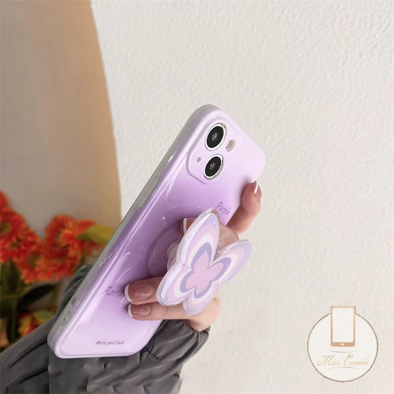 Ins Korea Fantasy Gradient Butterfly Bracket Phone Grip Glossy Foldable Ring Holder Universal Scalable Phone Stand Holder