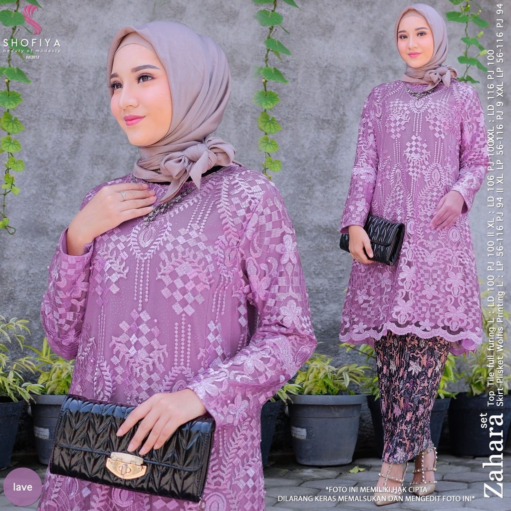 Shofiya - Terbaru Zahara Set / Setelan Kebaya Modern / Muslim Wanita Kekinian / Dress Wanita Murah L