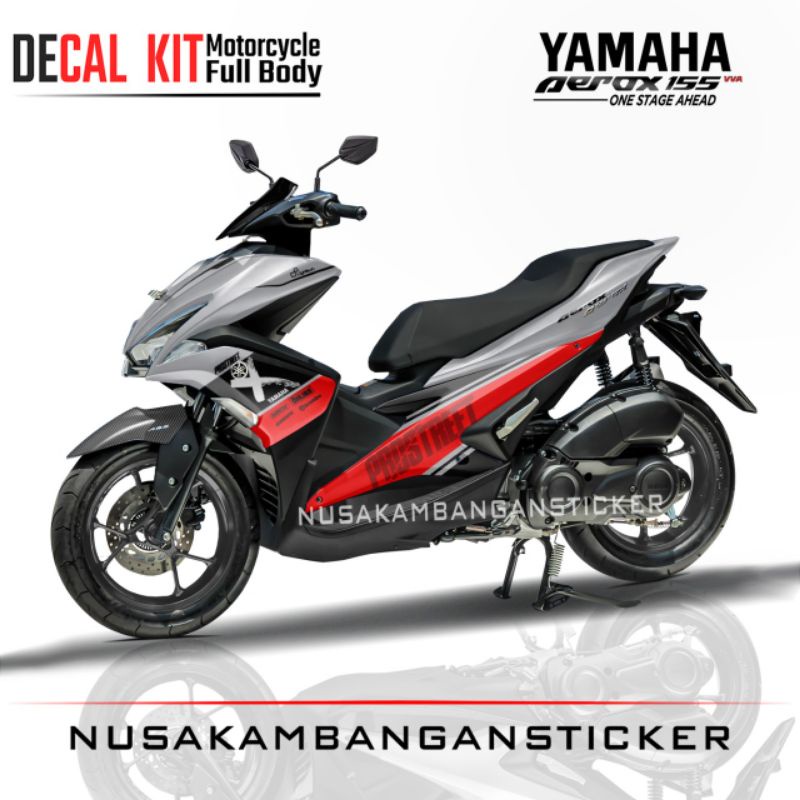 Decal Kit Stiker Sepeda Motor Yamaha Aerox 155 Old Full Body Prostreet Abu abu Merah Grafis Racing T