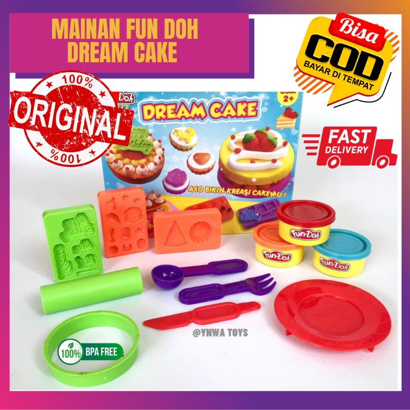 MAINAN ANAK CETAKAN FUN DOH PLAY DOH DREAM CAKE ROTI KUE ULANG TAHUN/MAINAN CETAKAN PASTISIN PLASTIS