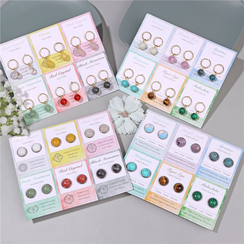 Anting Kristal Batu Akik Birthstone Gaya Minimalis Untuk Liburan