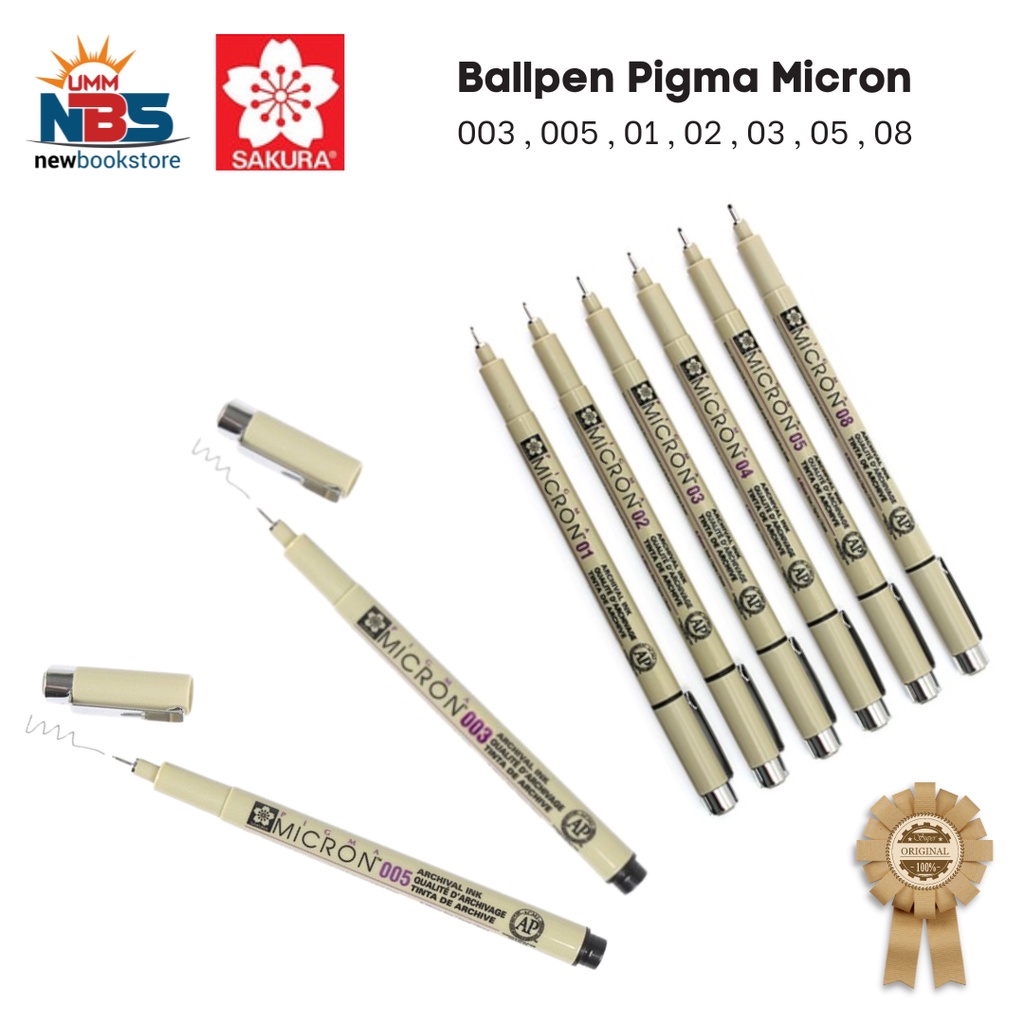 

Ballpen Pigma Micron Sakura 003 , 005 , 01 , 02 , 03 , 05 , 08 , 10 | Water Proof
