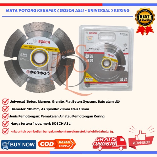 Mata Gerinda Potong Keramik, Bosch 4&quot; Universal Kuning Kering asli OLS DIAMOND WHEEL BOSCH 4&quot; Mata pisau potong keramik BOSCH 4inch DRY CUTTING UNIVERSAL KERING