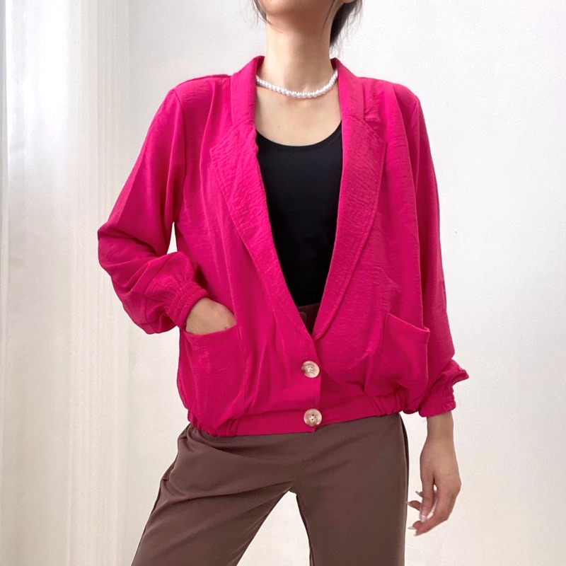 JUCY Outer Pocket Blouse / Outer Kancing Wanita / Outer Hijab Wanita / Blazer Kerja Wanita 0401