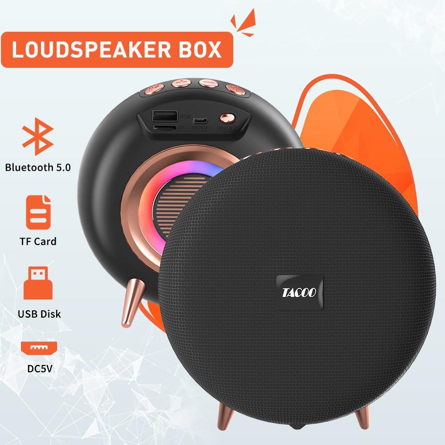 Harga Bersahabat TACOO Speaker Bluetooth Wireless Led Portabel Speaker Super Stereo Bass Built-In Se