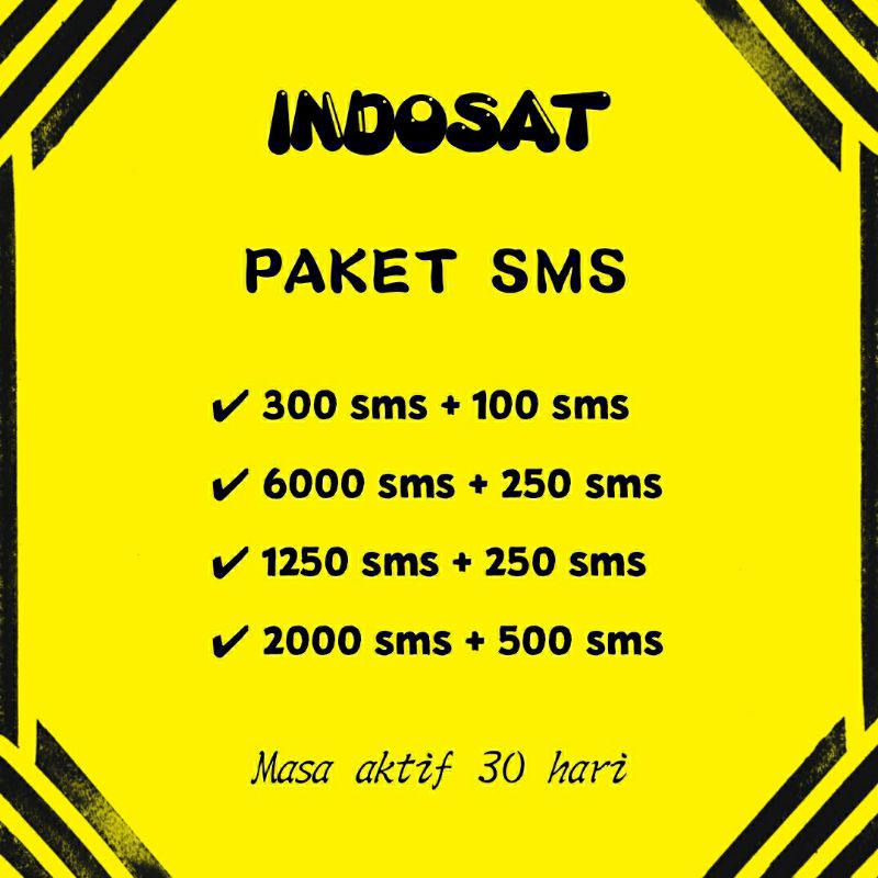 INDOSAT PAKET SMS 300 SMS 1250 SMS 600 SMS 2000 SMS