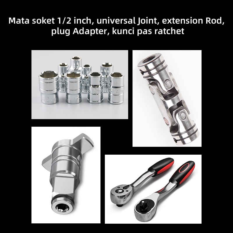 ISKU Gagang Sock L ukuran 1/2&quot; x 12&quot; Sambungan Mata Shock Extention Bar 1/2&quot; x 10&quot;  / Offset Handle / Kunci Roda L Hex Connector Mata Shock