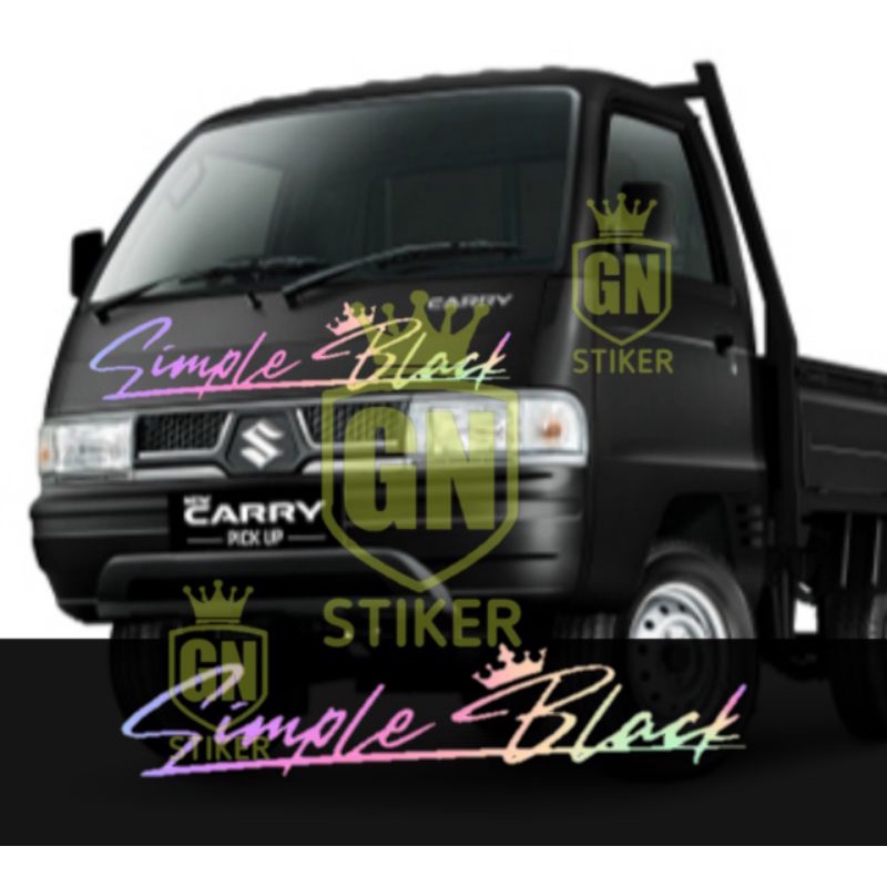 STIKER CUTTING SIMPLE BLACK HOLOGRAM BUAT KABIN PIKUP,TRUK DLL