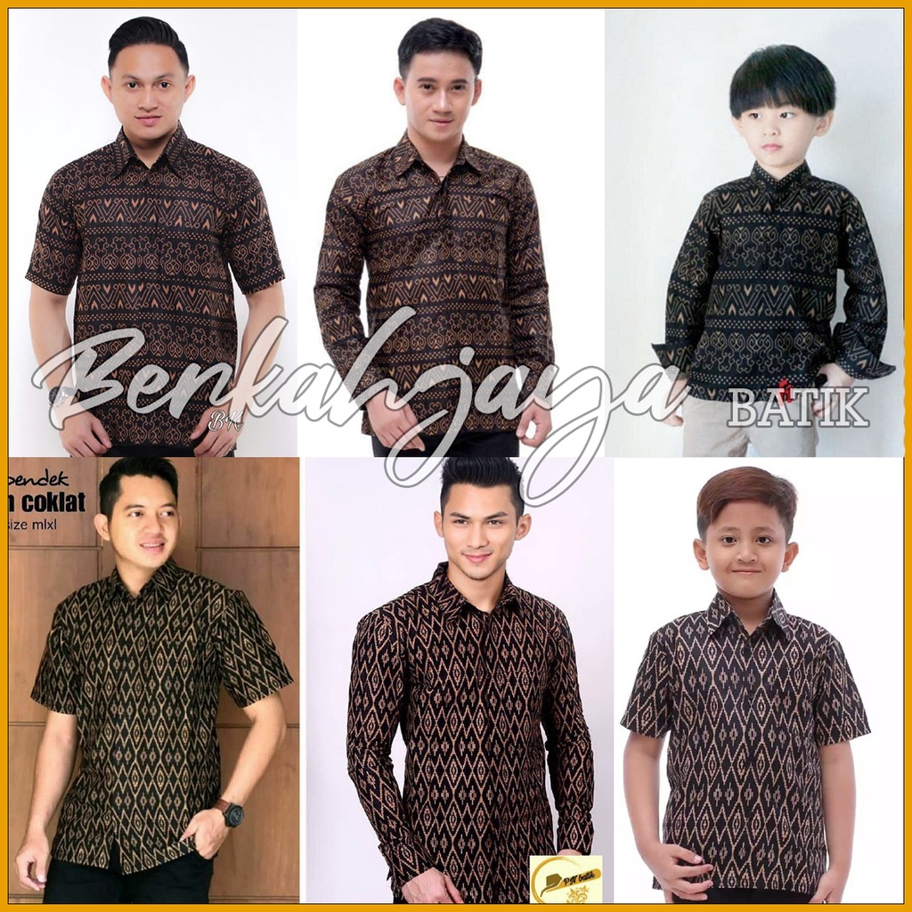 BATIK FAMILY PRIA COWO AYAH DAN ANAK DAD AND KIDS PREMIUM KATUN BATIK KEMEJA PANJANG PENDEK BERKAHJAYA BATIK