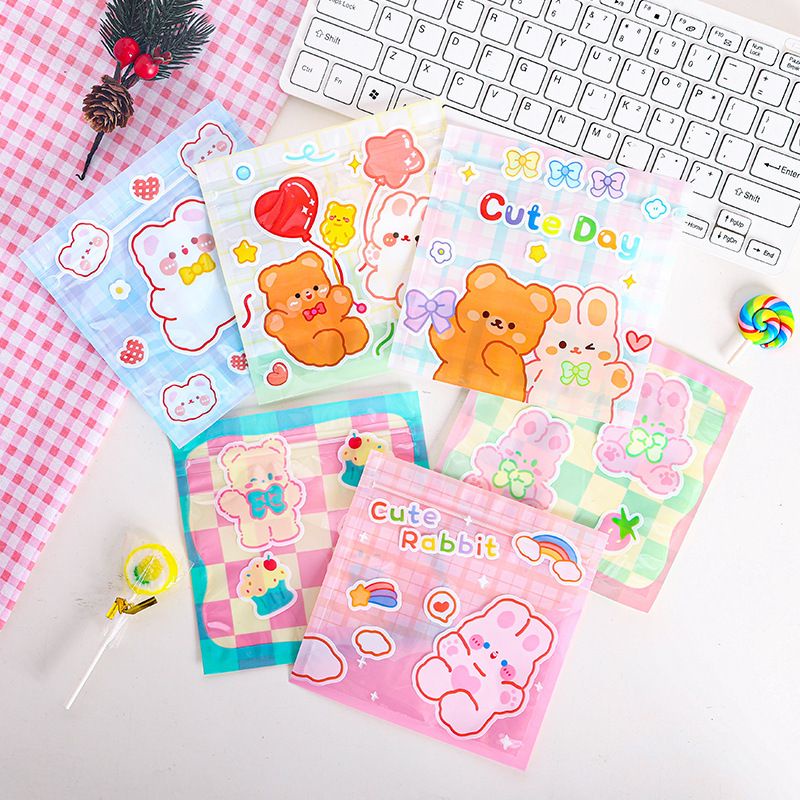 PLASTIK ZIPPER AESTHETIC 13x13 KEMASAN PERMEN CUTE BEAR RABBIT ZP13-01