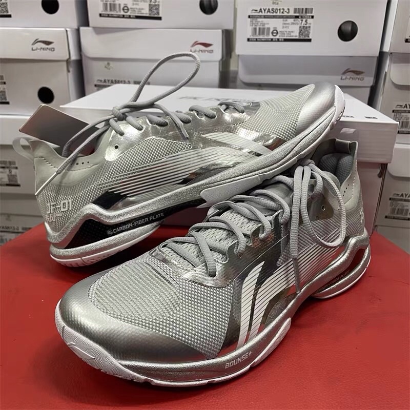 Sepatu Badminton Lining JF-01 / JF01 Blast Pro Silver AYAS012 Original