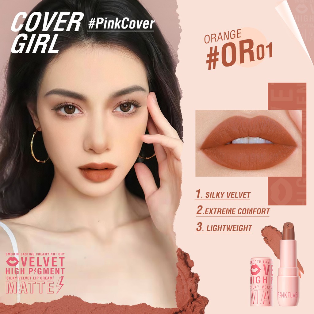 PINKFLASH PinkCover Cover Girl High Pigment Lasting Silky Soft Smooth Creamy Not Dry Velvet Matte Lipstick Cream