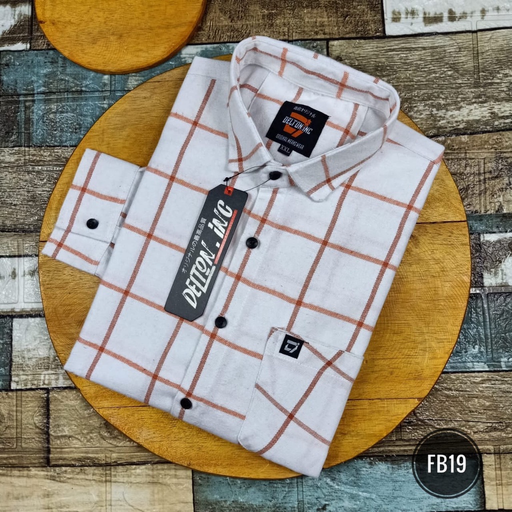 Kemeja Flanel Pria Lengan Panjang XXL 3XL|Atasan Size Big Size Kameja Cowok Panel Distro Surfing FB01
