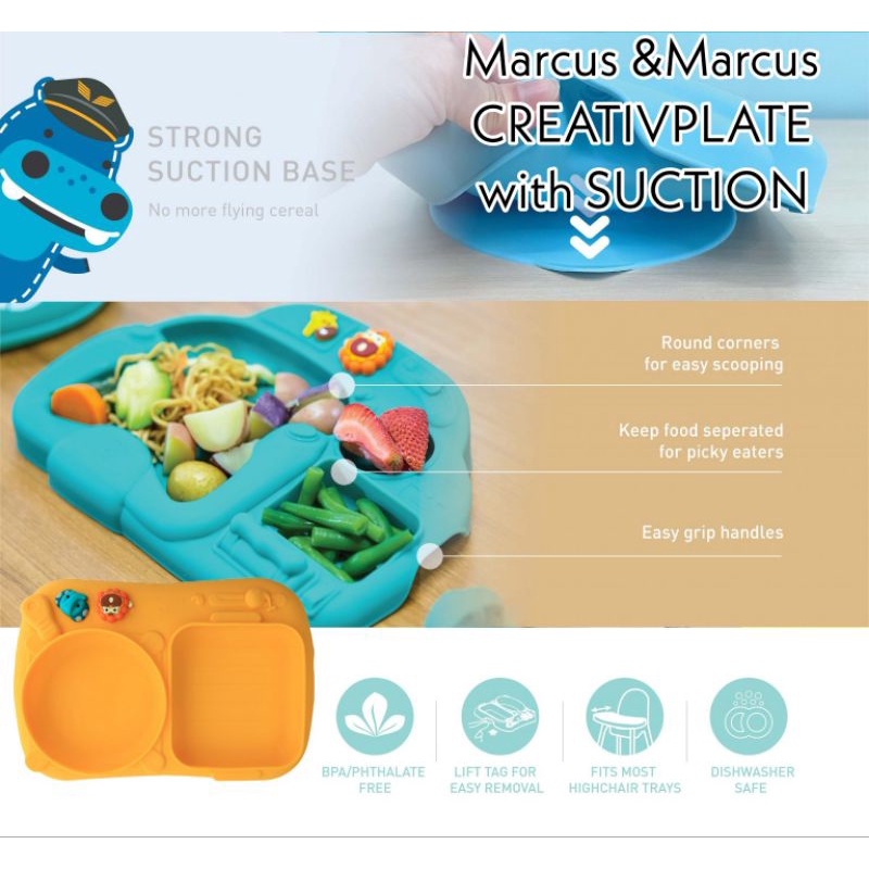 Marcus&amp;Marcus Creative plate With Suction - Piring Makan Bayi