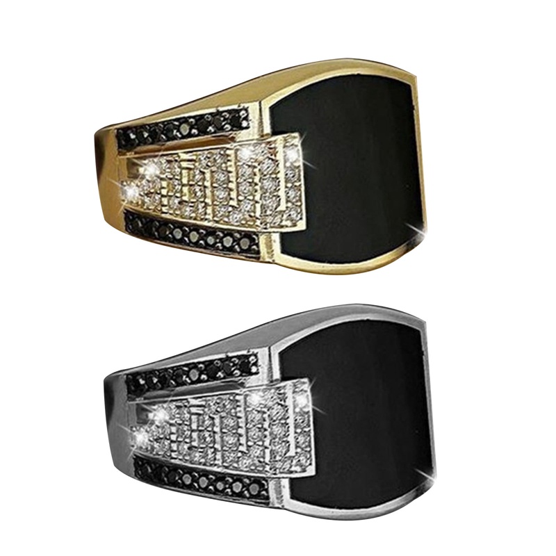 Fancyqube Perhiasan Cincin Zircon Natural Warna Silver Gold Untuk Pria