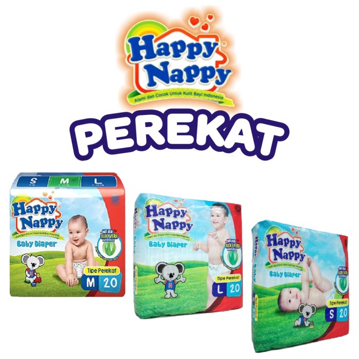 HAPPY NAPPY popok bayi perekat s20//m20//l20