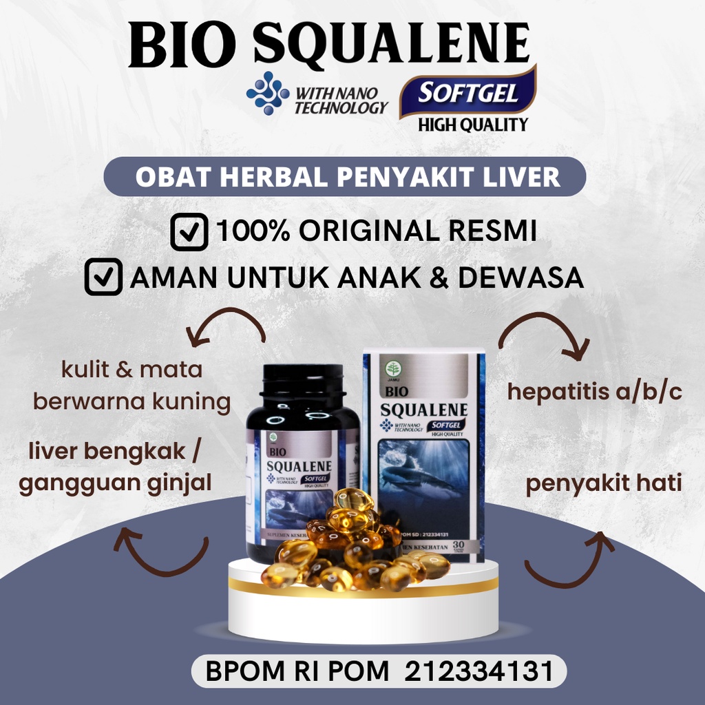Bio Squalene 100% Original Obat Liver Penyakit Kuning Kulit Dan Mata Kuning Sering Mual Sakit Perut 
