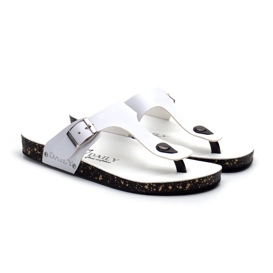 DALTON WHITE |ManNeedMe x DAILY| Sandal Jepit Pria Sendal Kulit Casual ORIGINAL