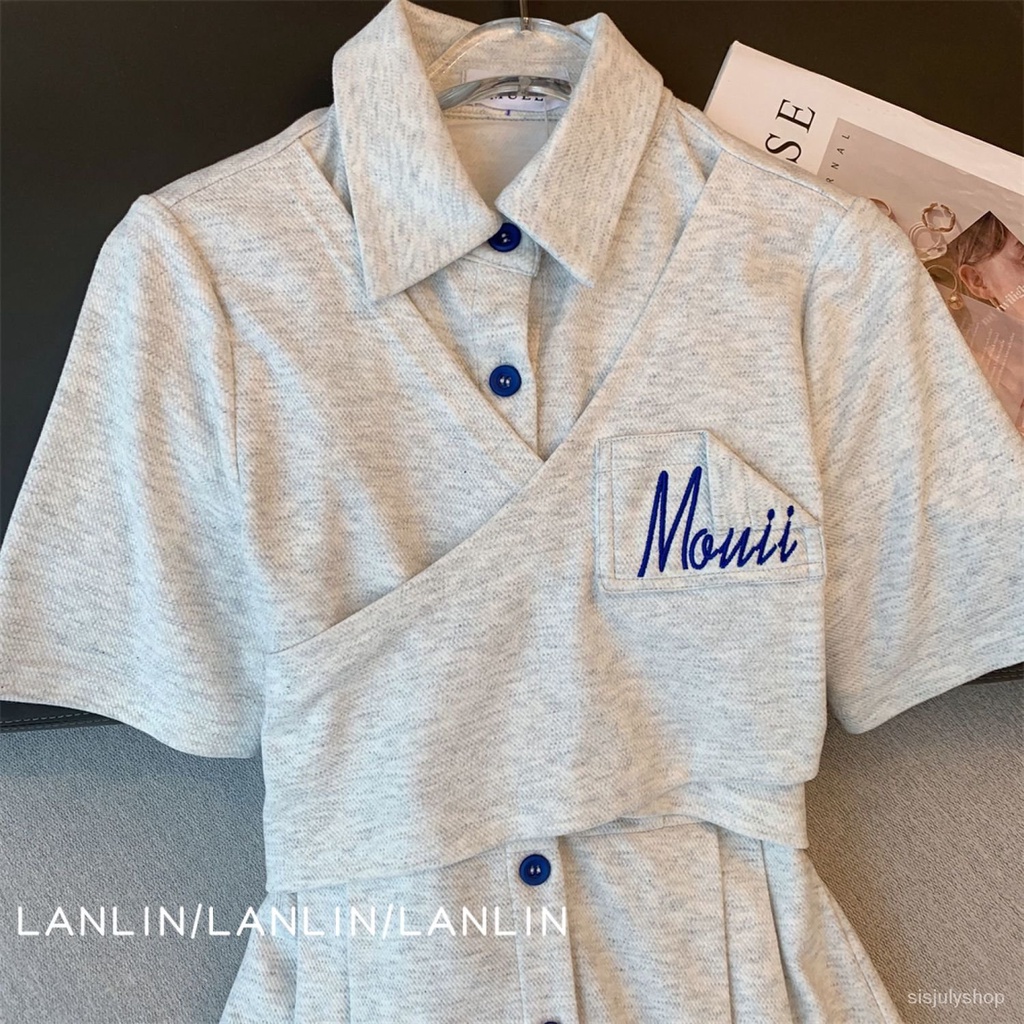 #Sisjuly# Gaun polo wanita baru rok ceruk temperamen tipis Prancis baru rok lengan pendek