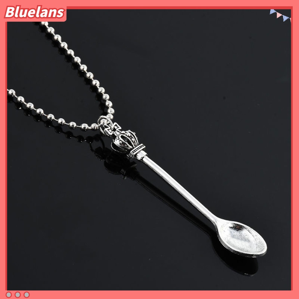 Bluelans Fashion Crown Mini Tea Spoon Alloy Pendant Chain Necklace Women Jewelry Gift