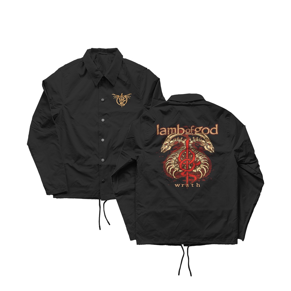 JAKET BAND METAL LAMB OF GOD | COACH JACKET PRIA WANITA BAHAN PARASUT WATERPROOF