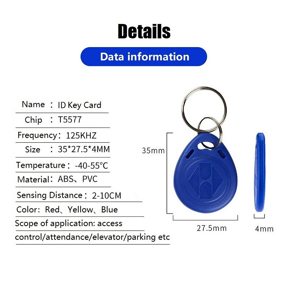 RFID Keychain Tag Gantungan Kunci 125KHz Duplicator Keyfob Tag T5577 ID Card EM4100 Copy Kartu Akses Kontrol Absensi Hotel Parkir Apartemen Rewritable Lift Kantor Pintu Rumah