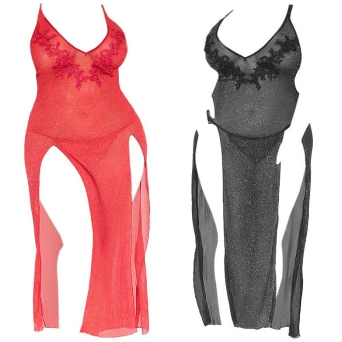 ardiikbal27 L1175 L1176 - Lingerie Plus Size Jumbo Long Gown Glitter Transparan TERLARIS TERPERCAYA 