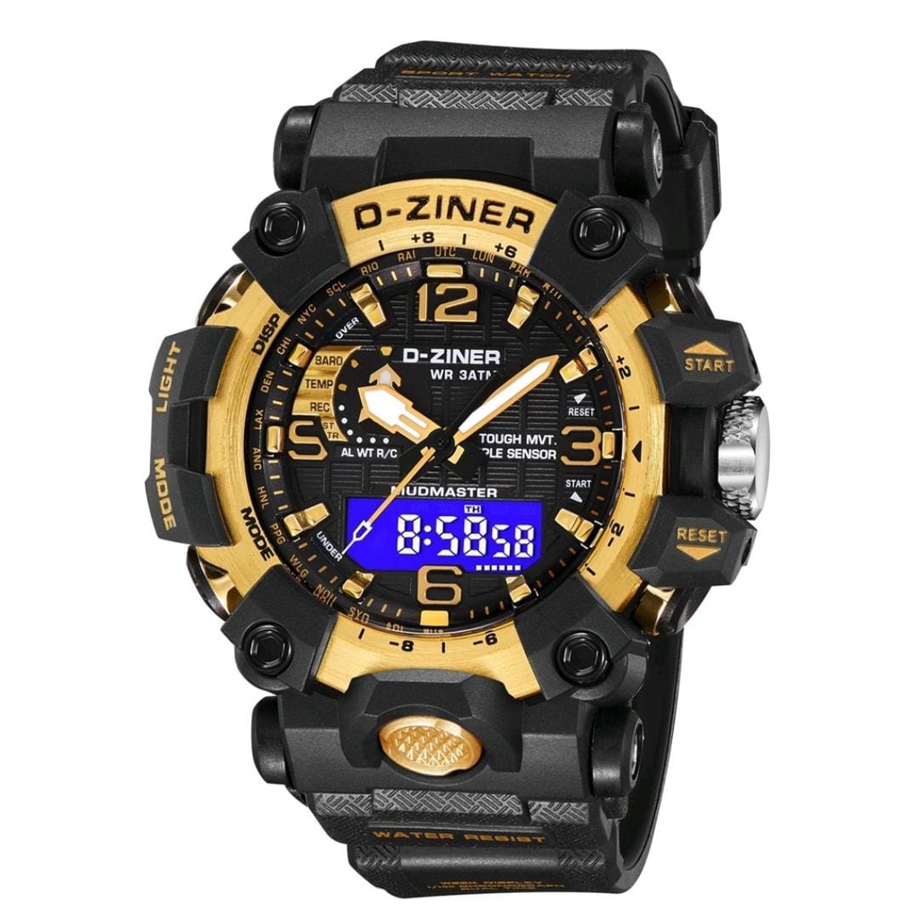 ✔️COD JAM TANGAN PRIA DZINER 8316 ORIGINAL WATER RESISTANT 30M / JAM TANGAN D-ZINER DIGITAL ANALOG DUAL TIME STRAP RUBBER SPORT ANTI AIR ( FREE BOX + KARTU GARANSI )