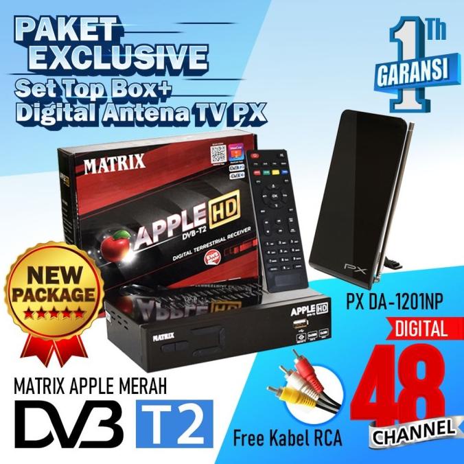 Receiver Tv Set Top Box Matrix Apple Dvb T2 + Antena Tv Digital Px