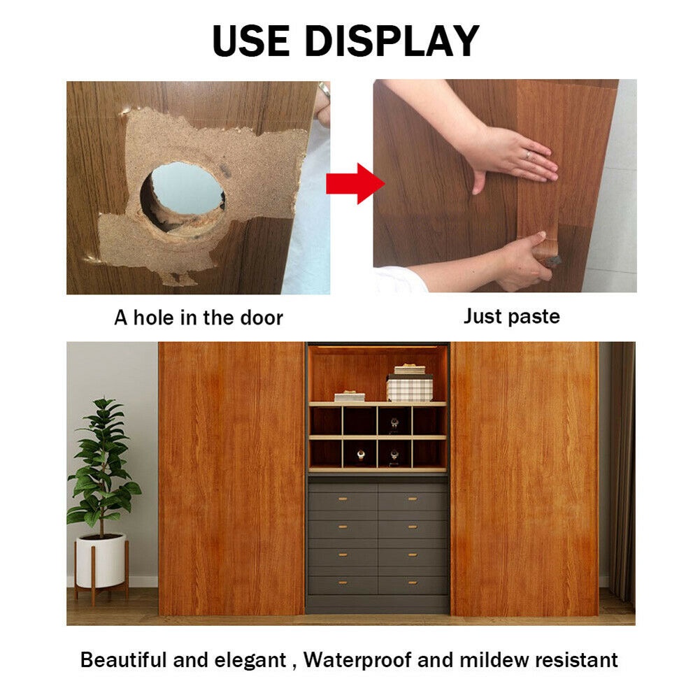 ღ Realistis Woodgrain Perbaikan Perekat Selotip Kayu Tape 8 Warna untuk Furniture Pita Perekat Diy Dekorasi Rumah untuk perabotan, Perlengkapan Peralatan Rumah Tangga