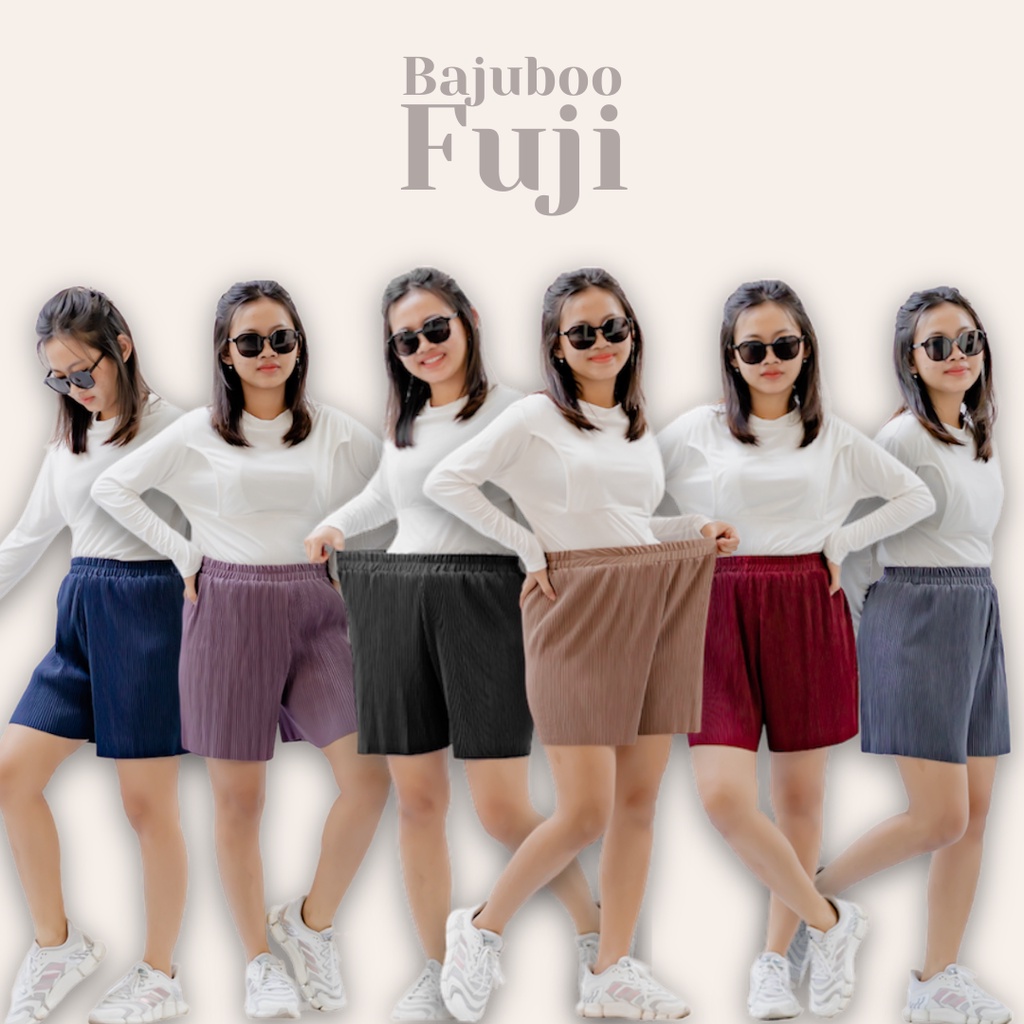 Bajuboo - Fuji Pants - Hot Pants JUMBO Bumil Friendly Plisket Lidi Premium Elastis