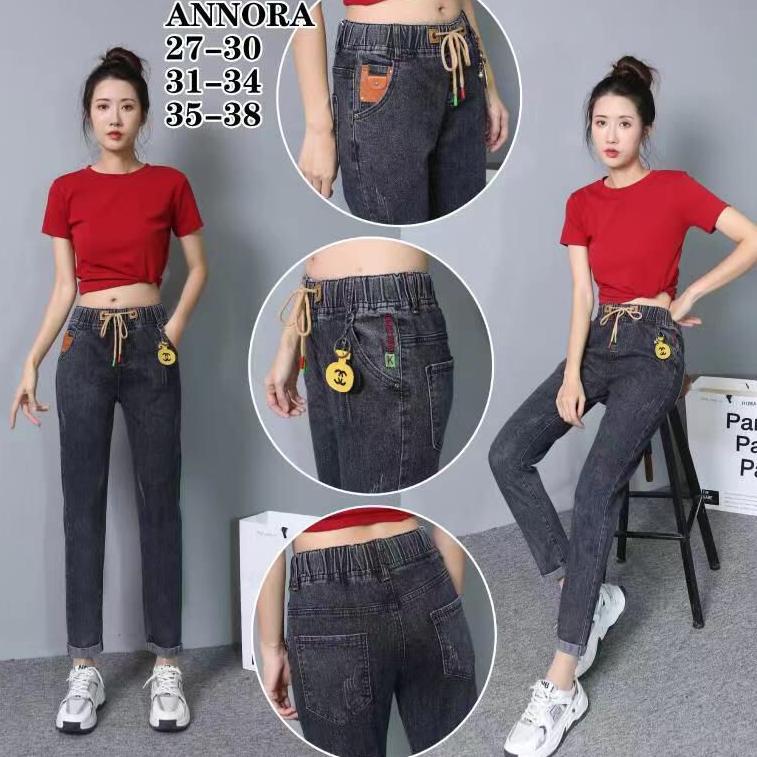 Celana Skinny jeans Import wanita Pinggang karet Annora / Celana wanita Import Annora 2022 ◦ KTY.22O