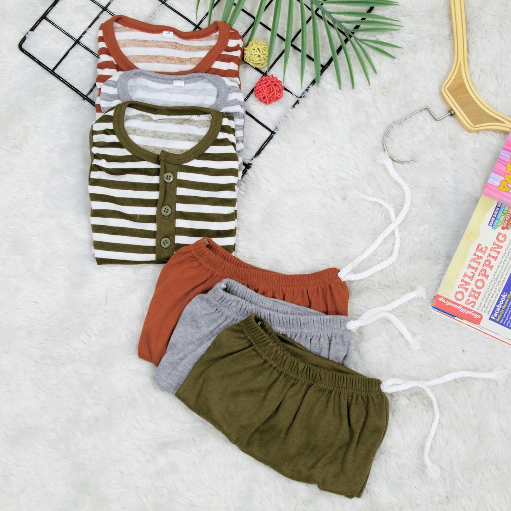 BEFAST - ZTL OOTD Setelan MIDIYA / SETELAN ANAK ZARI UNISEX / Oneset Anak Unisex Terbaru / Set Atasan Kaos Tanpa Lengan+Celana Pendek / Pakaian Santai Anak-Anak Perempuan dan Laki-Laki / Setelan Anak Motif Garis-Garis / Oneset Casual Anak Terlaris