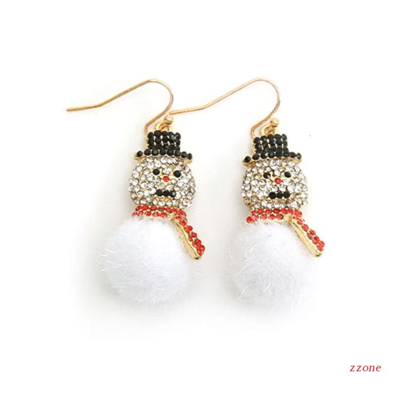 Anting Menjuntai Desain Snowman Untuk Hadiah Natal