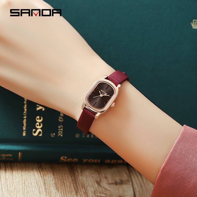 NEW SALE! SANDA P1104 Jam Tangan Wanita Analog Tali Kulit Stainless Steel Quartz